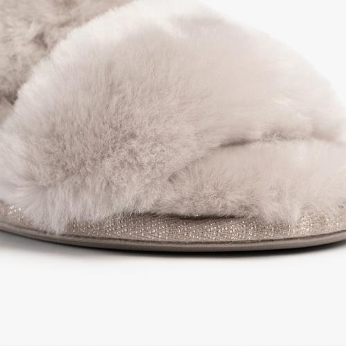 Ladies Poppy Open Toe Sheepskin Slider Dove Extra Image 4